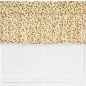 ELLIS Curtain MARCIA Rose Floral Vine VALANCE kitchen Ivory Pink GREEN New 70X12